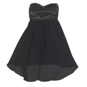 Strapless Black Dress with Studs
